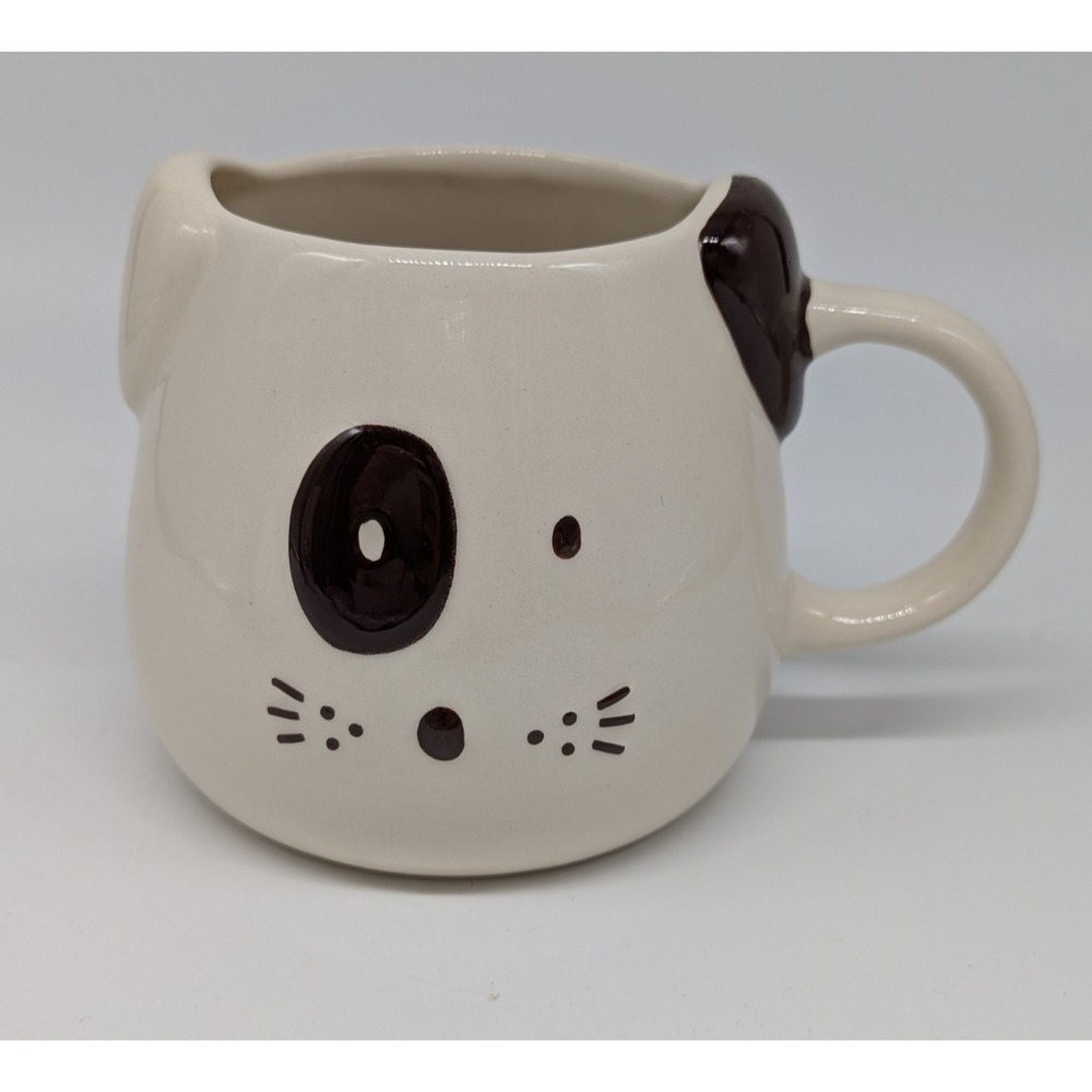 World Market Dog Face Mug Tea Coffee Cup Spotted Puppy Raised Surface Paw Print